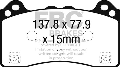 EBC 16-18 Ford Focus RS Redstuff Ceramic Low Dust Front Brake Pads DP32274C Photo - Primary