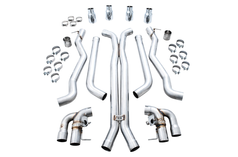 AWE Tuning 18-19 BMW M5 (F90) 4.4T AWD SwitchPath Cat-back Exhaust - Chrome Silver Tips 3025-42062 3025-42062 Photo - out of package