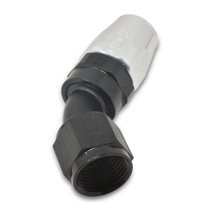 Russell Performance -4 AN Black/Silver 45 Degree Full Flow Hose End 610083 610083 Photo - out of package