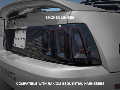 Raxiom 99-04 Ford Mustang Excluding 99-01 Cobra Icon LED Tail Lights- Black Housing (Smoked Lens) 100807 100807 Photo - Close Up
