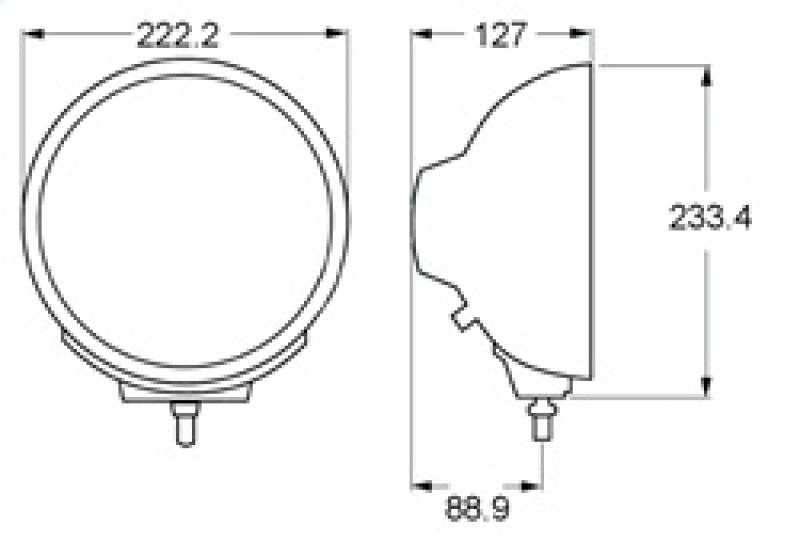 Hella Rallye 4000 Series Chrome Euro Beam 12V Halogen Lamp with Position Lamp H12560041 H12560041 Technical Drawing
