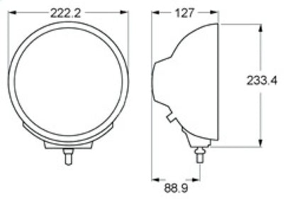 Hella Rallye 4000 Series Chrome Euro Beam 12V Halogen Lamp with Position Lamp H12560041 H12560041 Technical Drawing