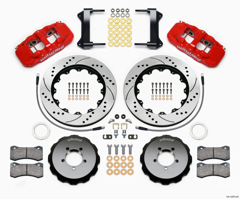 Wilwood AERO6 Front Hat Kit 14.00 Drilled Red 1999-2012 Subaru WRX w/Lines 140-12876-DR 140-12876-DR Photo - Primary