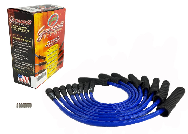 Granatelli Motor Sports Granatelli 10-14 Ford 6.2L Perf Wire Set w/Inserts/Blue Hi-Temp Jacket/Black Fire Sleeve 28-2116HTBLB