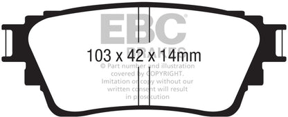 EBC 18-21 Mitsubishi Outlander Yellowstuff Rear Brake Pads DP42376R DP42376R Photo - Primary