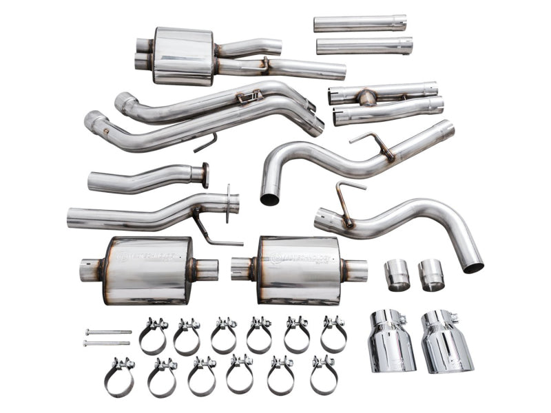 AWE Tuning AWE 16-22 Toyota Tacoma 0FG Catback Exhaust w/ BashGuard - Dual Chrome Silver Tips 3015-32826 3015-32826 Photo - out of package