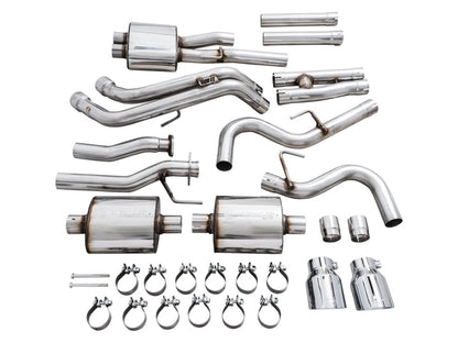 AWE Tuning AWE 16-22 Toyota Tacoma 0FG Catback Exhaust w/ BashGuard - Dual Chrome Silver Tips 3015-32826 3015-32826 Photo - out of package