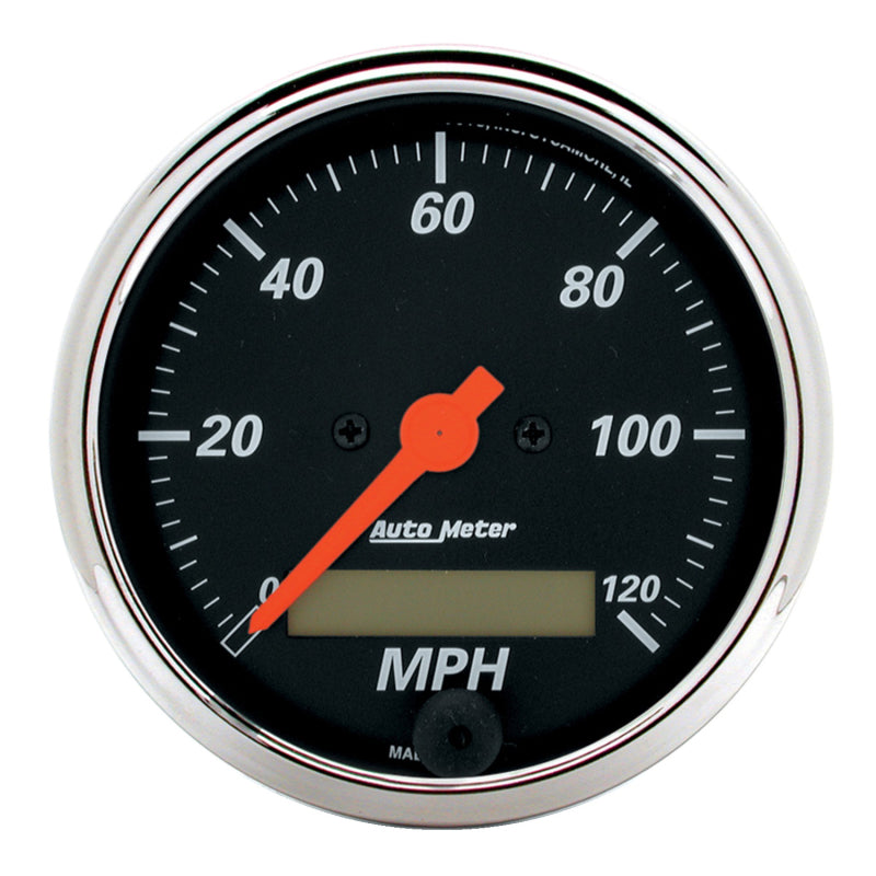 Autometer Gauge, Speedo., 3 1/8" 120mph, Elec. Prog. w/ Lcd Odo, Designer Black 1487 Photo - Primary
