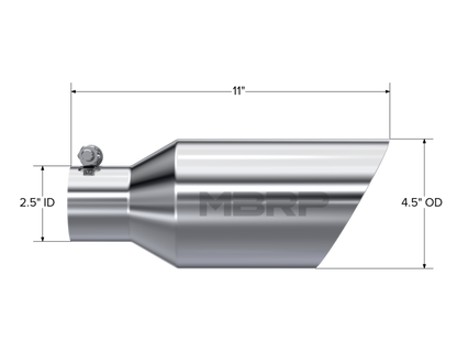 MBRP Universal Tip 4.5 O.D. Dual Walled Angled Rolled End 2.5 Inlet T5161 Photo - Close Up