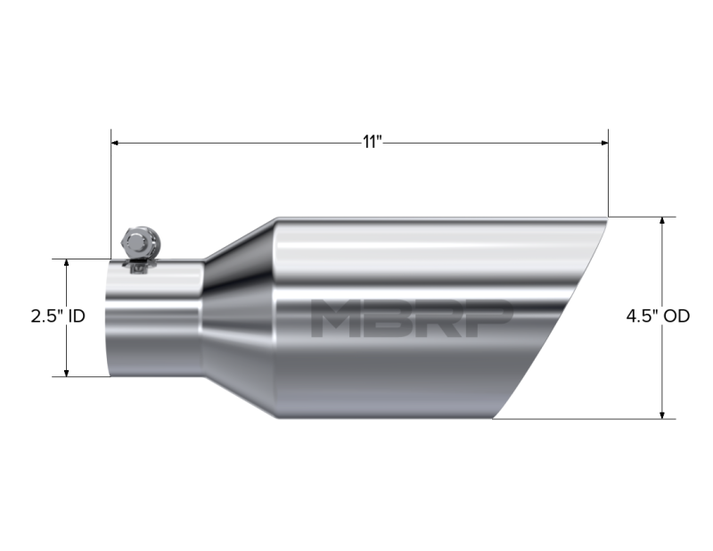 MBRP Universal Tip 4.5 O.D. Dual Walled Angled Rolled End 2.5 Inlet T5161 Photo - Close Up