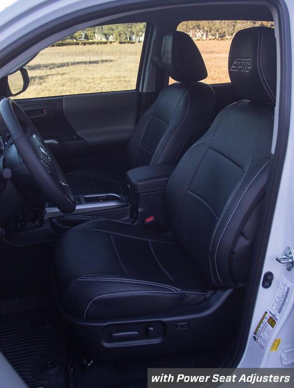 PRP Seats PRP 2016+ Toyota Tacoma Front Seat Covers with Electric Seat Adjusters (Pair) - Black/Grey B057-03 B057-03 Photo - Close Up