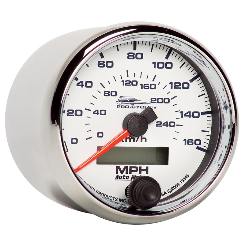 Autometer Pro-Cycle Gauge Speedo 2 5/8in 160 Mph/260Kmh Elec White 19345 19345 User 1