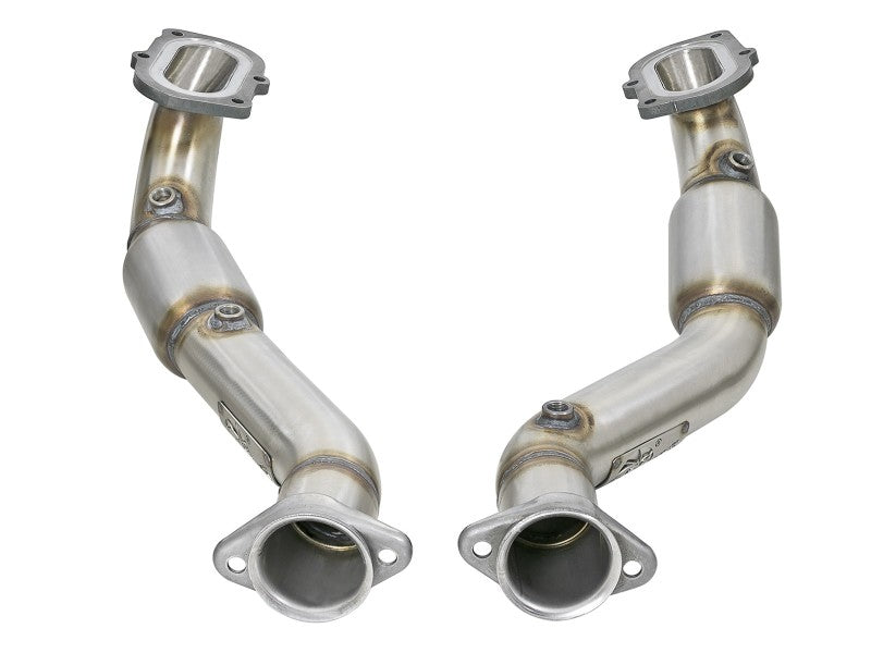 aFe POWER 14-18 Chevrolet Corvette C7 & Z06 Twisted Steel 3in 304 Stainless Steel Mid Pipe w/ Cat 48-34130-1YC 48-34130-1YC Photo - Unmounted