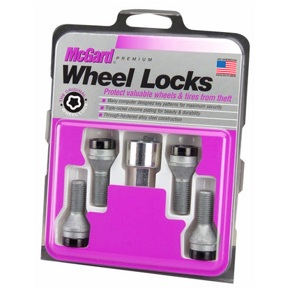 McGard Wheel Lock Bolt Set - 4pk. (Cone Seat) M12X1.5 / 17mm Hex / 25.5mm Shank Length - Black 27178 27178 Photo - in package