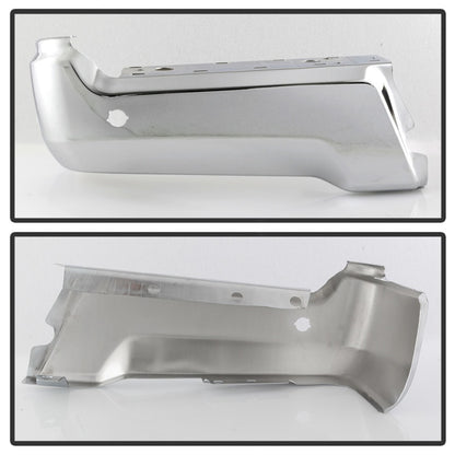 SPYDER XTune 17-19 Ford F250/ F350 Rear Left Bumper Cap End w/ Sensor Hole - Chrome RB-FF25017-BEWS-L 9048999 9048999 Photo - Unmounted