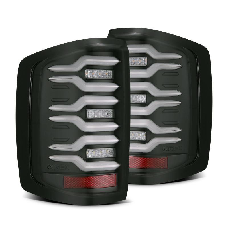 AlphaRex 14-18 Chevrolet Silverado Luxx-Series LED Tail Lights Black w/Activ Light/Seq Signal 620030 620030 Photo - Primary