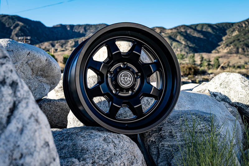 ICON Nuevo 17 X 8.5 5 X 5 6mm Offset 4.5in BS Satin Black 8117857345SB 8117857345SB Photo - lifestyle view