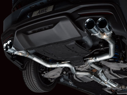 AWE Tuning AWE 2024 Ford Mustang GT Fastback S650 RWD Track Edition Catback Exhaust w/ Quad Chrome Silver Tips 3020-42650 3020-42650 Photo - Mounted