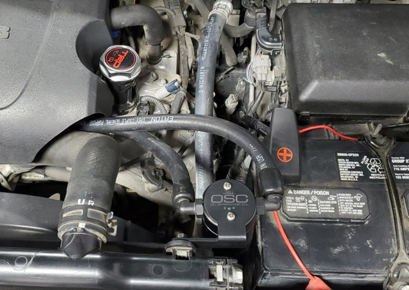 J&L 07-21 Toyota Tundra 5.7L Driver Side Oil Separator 3.0 - Black Anodized 3105D-B 3105D-B Photo - Mounted