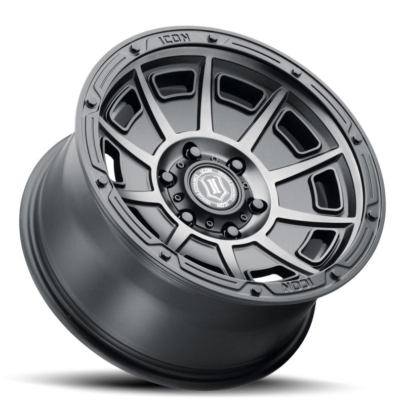 ICON Victory 17x8.5 6x135 6mm Offset 5in BS Smoked Satin Black Tint Wheel 3017856350SSBT 3017856350SSBT Photo - Unmounted