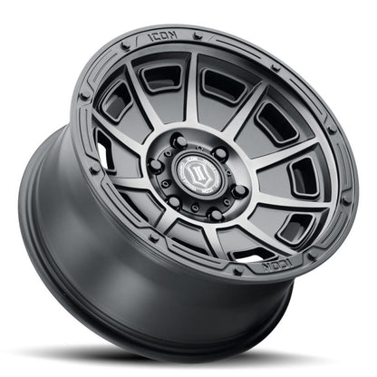ICON Victory 17x8.5 5x4.5 0mm Offset 4.75in BS Smoked Satin Black Tint Wheel 3017856547SSBT 3017856547SSBT Photo - Unmounted