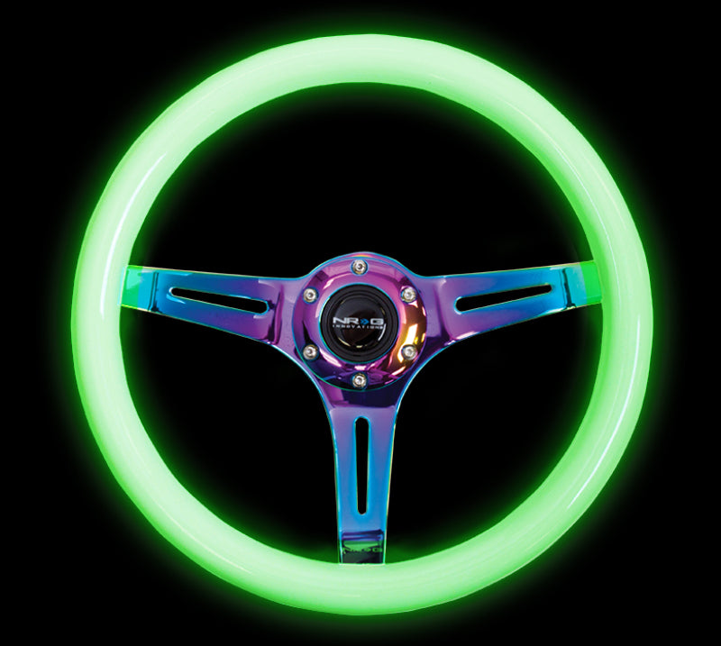NRG Classic Wood Grain Wheel-350mm 3 Neochrome Spokes-Glow-In-Dark Grip ST-015MC-GL Photo - Primary