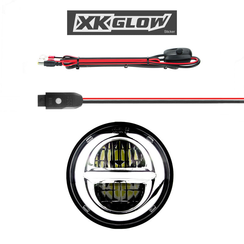 XKGLOW 5-3/4in Headlight Chr XK-5IN-KIT-W