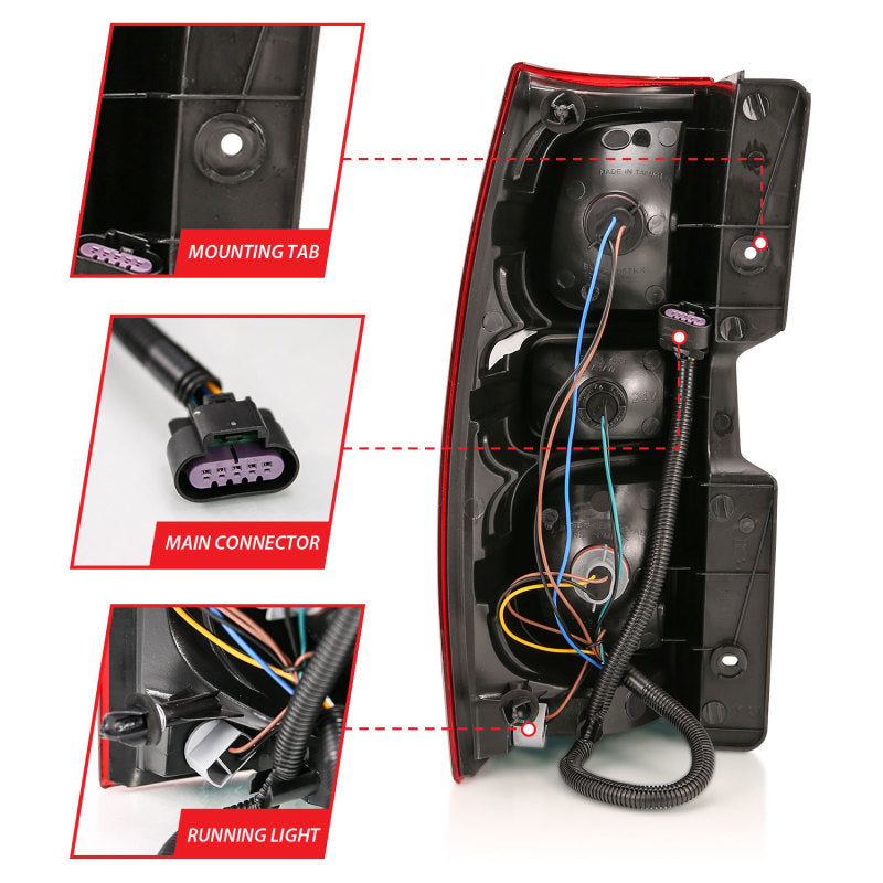 ANZO 2007-2014 Chevy Tahoe Taillight Red/Clear Lens (OE Replacement) 311304 311304 Photo - Unmounted