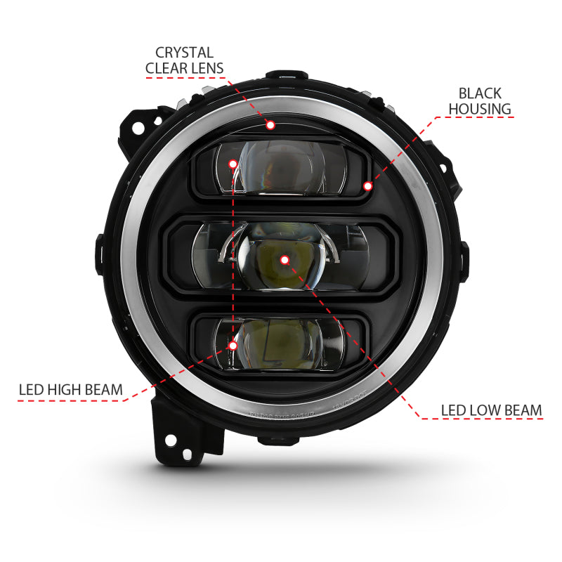 ANZO 2018-2019 Jeep Wrangler Full Led ProjectoráH.L Black 111466 111466 Photo - Unmounted