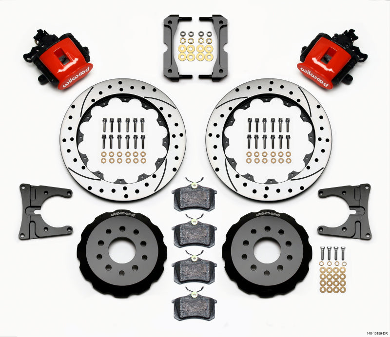 Wilwood Combination Parking Brake Rear Kit 12.88in Drilled Red 2005-2014 Mustang 140-10159-DR 140-10159-DR Photo - Primary
