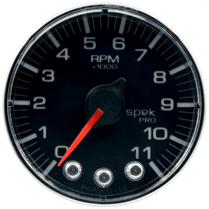 Autometer Spek-Pro Gauge Tach 2 1/16in 11K Rpm W/ Shift Light & Peak Mem Blk/Chrm P336318 P336318 User 2