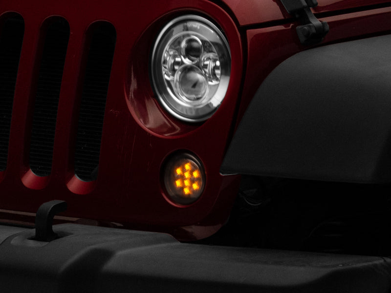 Raxiom 07-18 Jeep Wrangler JK Axial Series LED Amber Turn Signals (Smoked) J108040 J108040 Photo - Close Up