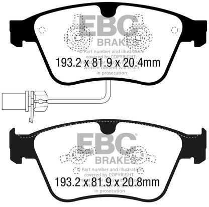 EBC 13-18 Bentley Continental 4.4TT Bluestuff Front Brake Pads DP52317NDX DP52317NDX Photo - Primary