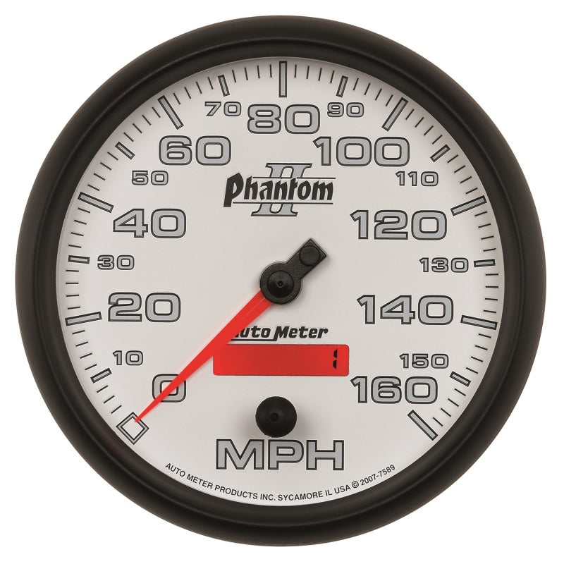 Autometer Gauge, Speedometer, 5", 160mph, Elec. Programmable, Phantom II 7589 Photo - Primary