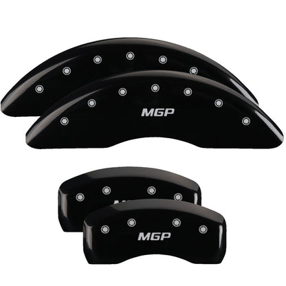 MGP 4 Caliper Covers Engraved Front & Rear MGP Black finish silver ch 16230SMGPBK 16230SMGPBK Photo - Primary