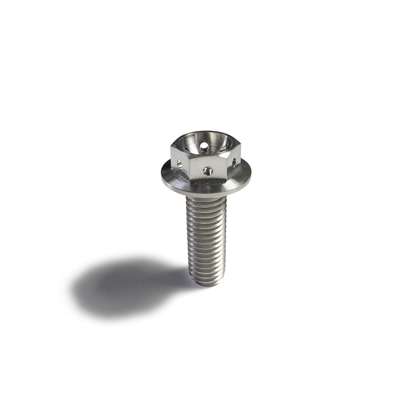 Ticon Industries Titanium Bolt Flanged M10x20x1.25TP 14mm 6pt Head Drilled 126-00515-0520