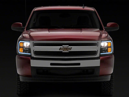 Raxiom 07-13 Chevrolet Silverado 1500 Axial Series Headlights w/ LED Bar- Blk Housing (Clear Lens) S138003 S138003 Photo - Close Up