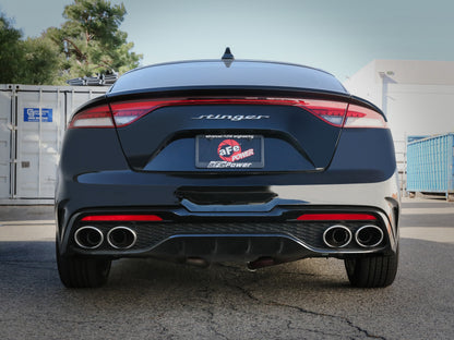 aFe Gemini XV 3in to Dual 2-1/2in 304 SS Cat-Back Exhaust w/ Cut-Out 18-21 Kia Stinger L4-2.0L (t) 49-37034 49-37034 Photo - Mounted