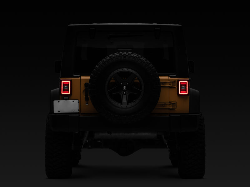 Raxiom 07-18 Jeep Wrangler JK JL Style LED Tail Lights- Black Housing - Red Lens J133626 J133626 Photo - Close Up