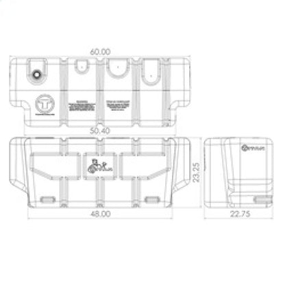 Titan Fuel Tanks Universal 100 Gallon Heavy Duty Transfer Tank (Non Nissan Cargo Box/RamBox) 5015100 5015100 Technical Drawing