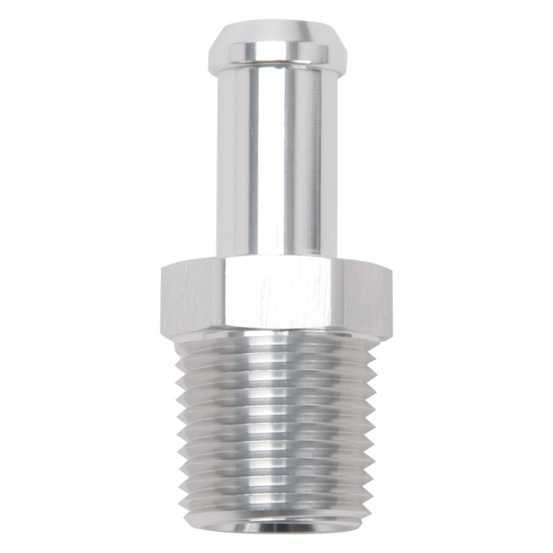 Edelbrock Hose End, Straight, 1/2" NPT to 1/2" Barb, Clear Anodize 8121 Photo - Primary