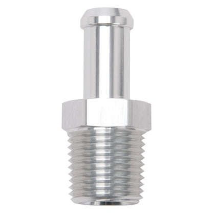 Edelbrock Hose End, Straight, 1/2" NPT to 1/2" Barb, Clear Anodize 8121 Photo - Primary