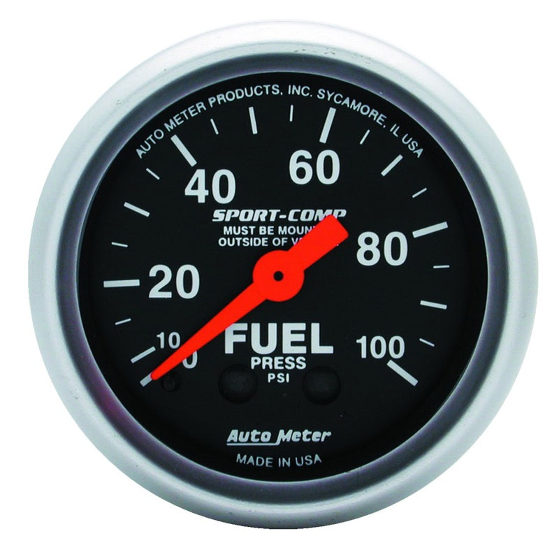 Autometer t Comp 3312 2" Fuel Press 0-100 PSI Mechanical Gauge 3312 Photo - Primary