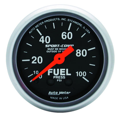 Autometer t Comp 3312 2" Fuel Press 0-100 PSI Mechanical Gauge 3312 Photo - Primary