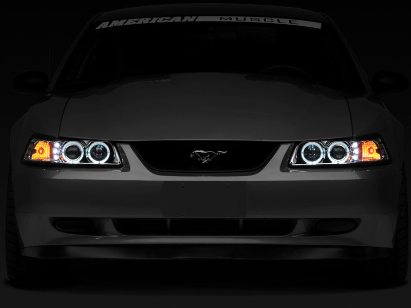 Raxiom 99-04 Ford Mustang Dual LED Halo Projector Headlights- Chrome Housing (Clear Lens) 49114 49114 Photo - Close Up