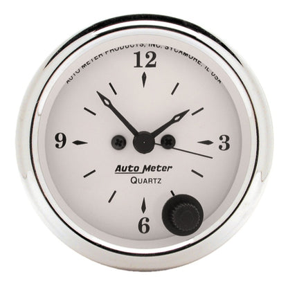 Autometer Gauge, Clock, 2 1/16", 12Hr, Analog, Old Tyme White 1686 Photo - Primary