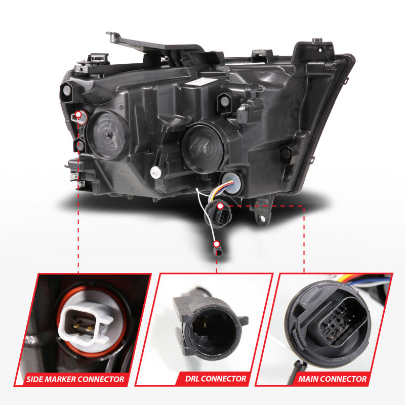 ANZO 19-24 RAM 1500 (New Body/OE Halogen) Full LED Proj Headlights DRL/SeqSig Black - Driver Side 111628A-L 111628A-L User 1