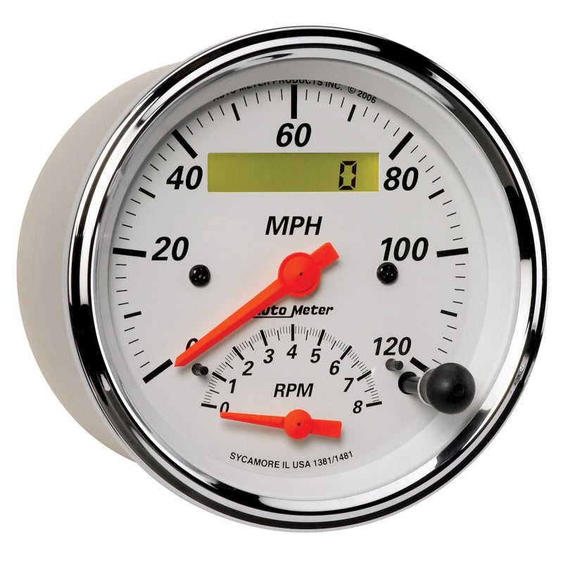 Autometer Gauge, Tach/Speedo, 3 3/8", 120mph & 8k RPM, Elec. Program., Arctic 1381 User 3