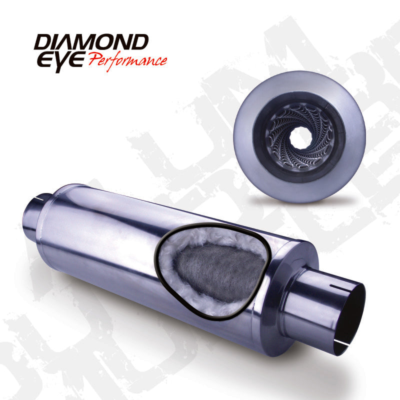 Diamond Eye Performance Diamond Eye MFLR 4inID SGL IN/SGL OUT 7inDIA X 24in BODY 30in LENGTH LOUVERED SLOTTED ENDS 409 SS 460033 460033 Photo - Primary