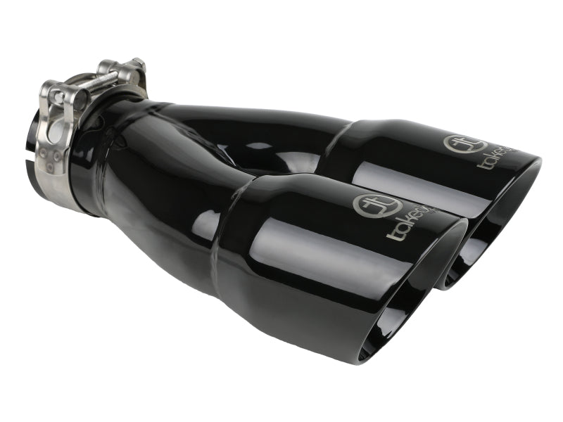 aFe Takeda 2.5in 304 Stainless Steel Clamp-on Exhaust Tip 2.5in Inlet 3in Dual Outlet - Black 49T25364-B10 49T25364-B10 Photo - Primary